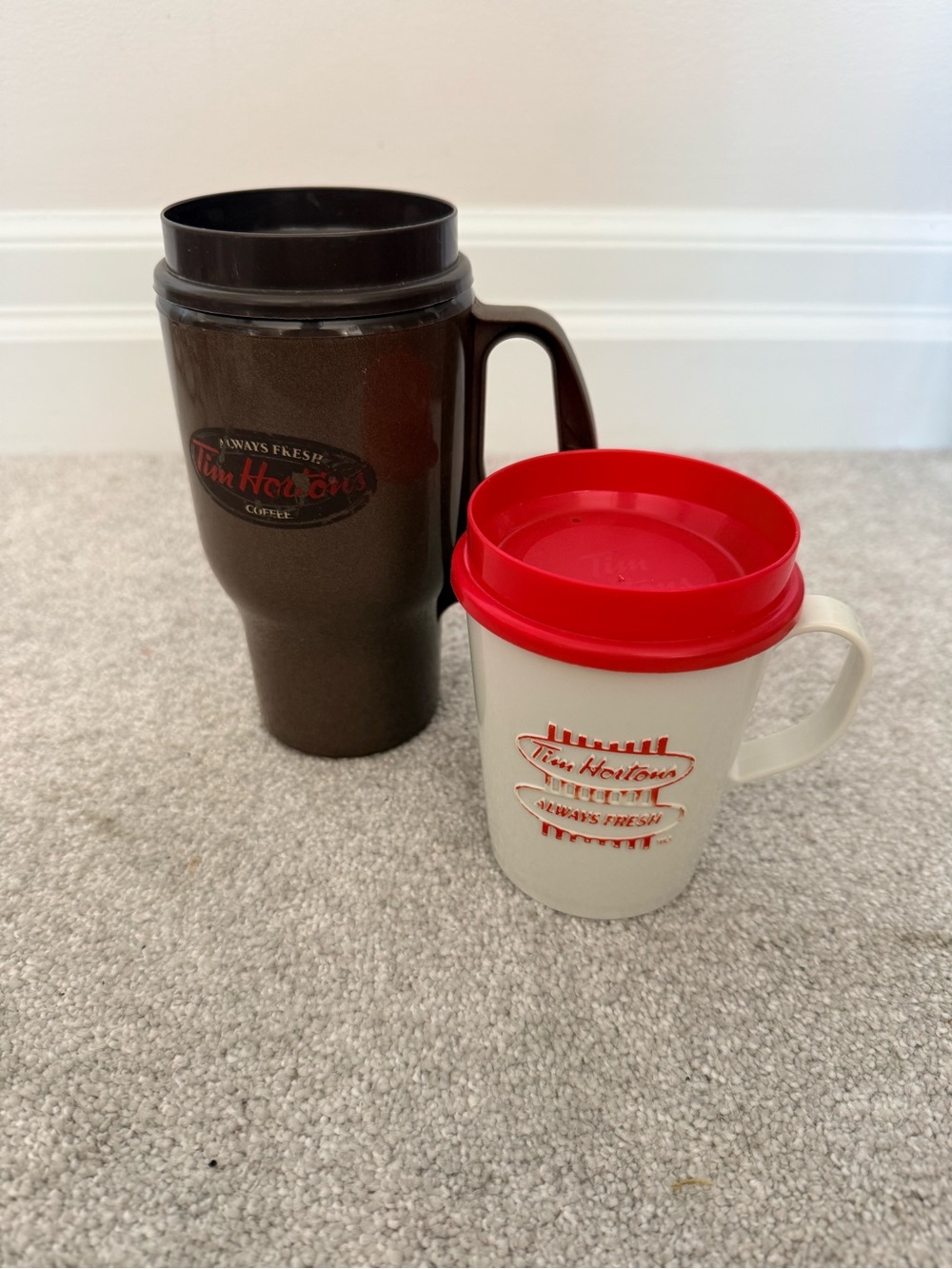 Set of 2 Tim Hortons travel mugs tumblers
